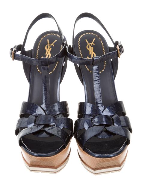 wedge ysl sandals|yves saint laurent tribute sandals.